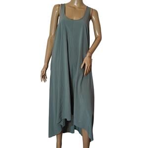 Athleta Presidio Dress M Blue Gray Tank Maxi Flowy High Low Hem Travel Casual